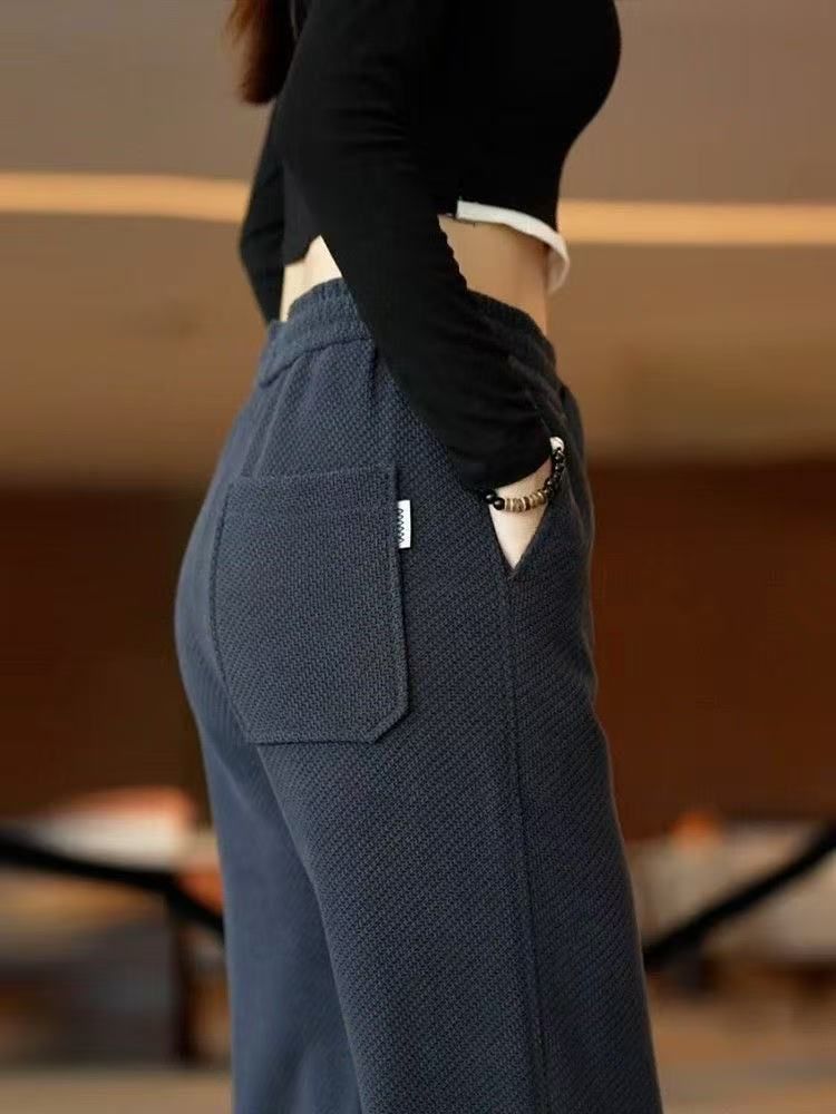 Heavyweight knitted twill sweatpants for men, new autumn and winter style, loose straight-leg pants, versatile and trendy long pants for men, 2025 style pic 6