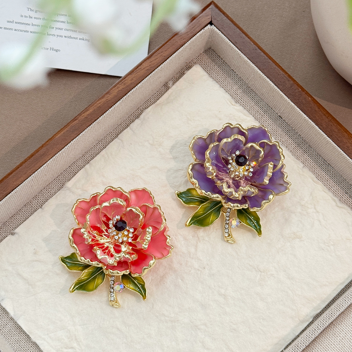 High-end peony flower exquisite brooch, Chinese-style classical brooch, elegant brooch, flower cheongsam and Hanfu accessories pic 4