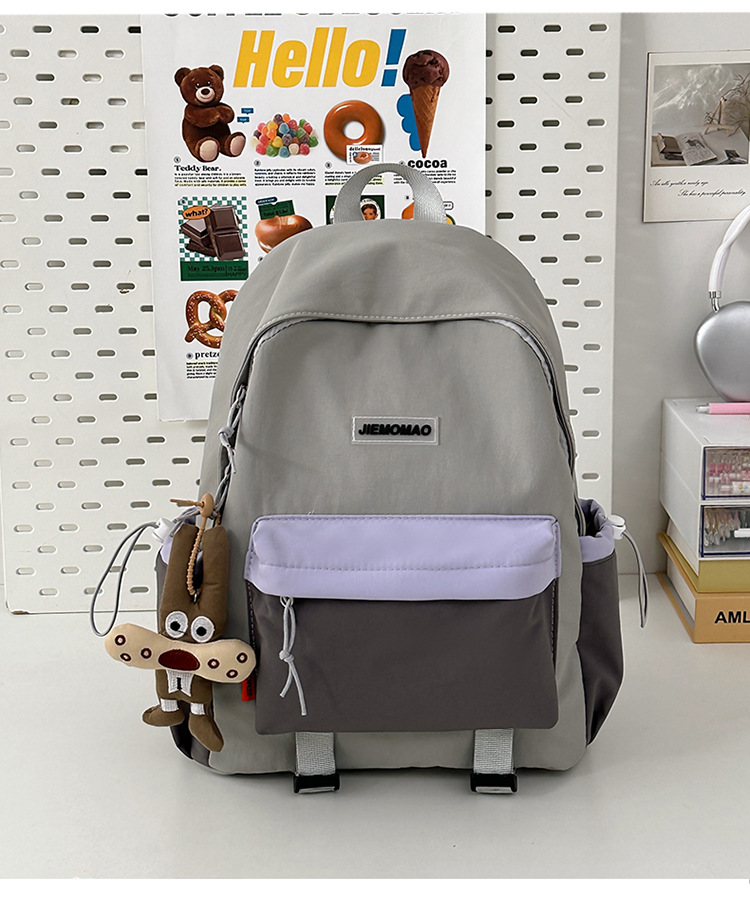 跨境新款学院风百搭双肩包初高中学生上课书包撞色洋气轻便双背包详情35