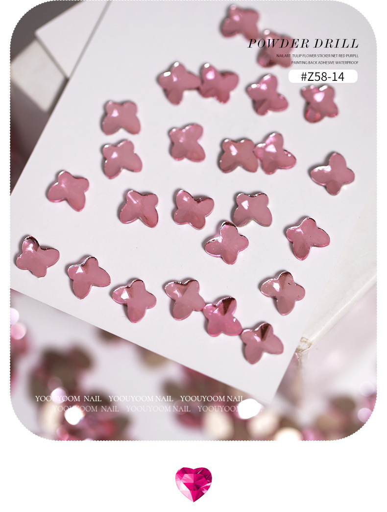 Wholesale of K9 nail art diamond accessories: Fairy light pink flat-bottomed irregular-shaped diamond, glass water diamond, Super shiny mini best-selling nail drill pic 8