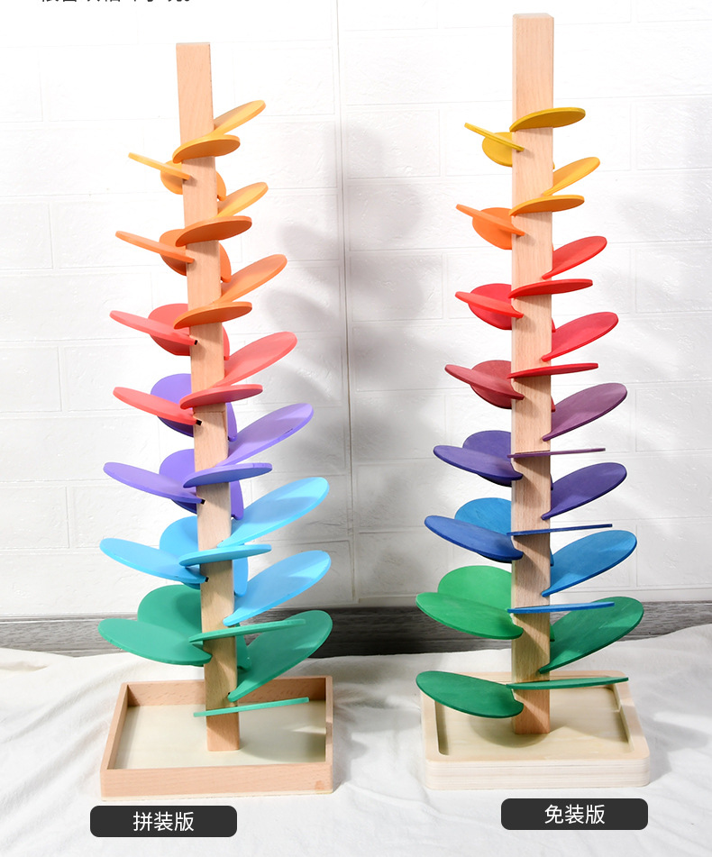 cpc木质彩虹音乐树大号拼插花瓣滚珠趣味组装宝宝积木玩具儿童早教益智启蒙彩色拼搭详情9