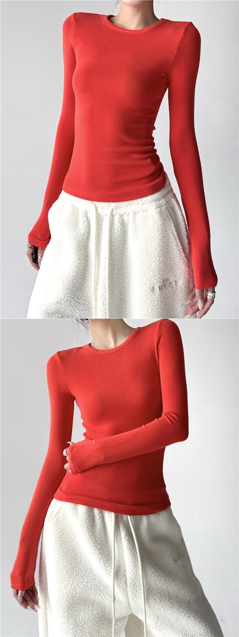 Tight-fitting base layer for women 2026 new autumn and winter hot girl top basic version, exquisite round-neck slimming shoulder T-shirt pic 4