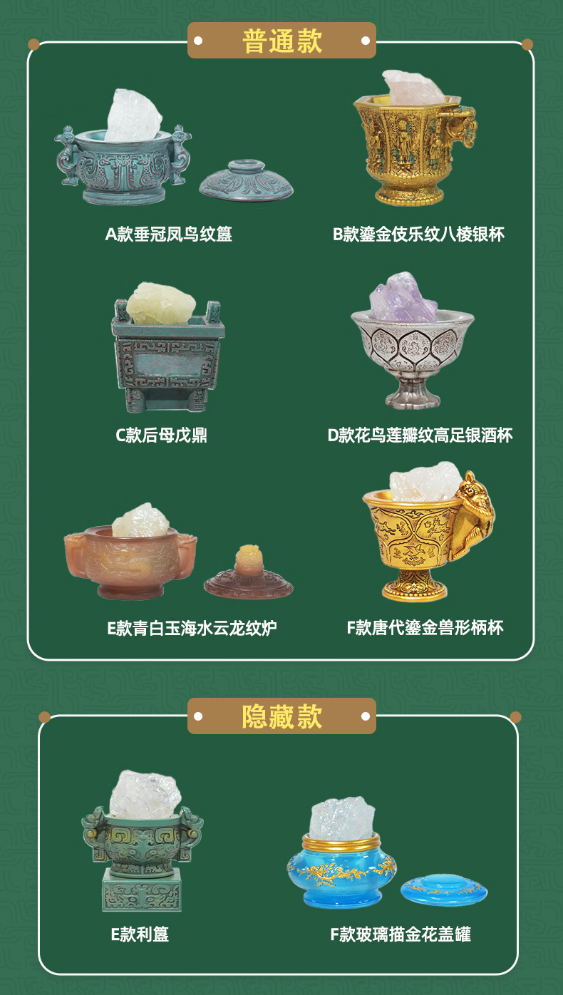 仿古董水晶盲盒桌面摆件办公室工位装饰品国潮文创收藏小礼物详情2