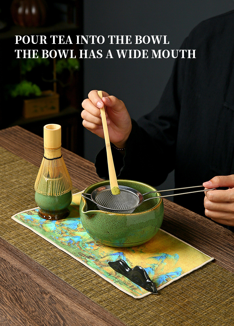 Japanese-style matcha bowl, ceramic matcha whisk set, bamboo matcha brush, Hyabonri Song Dynasty tea ceremony gift box pic 13