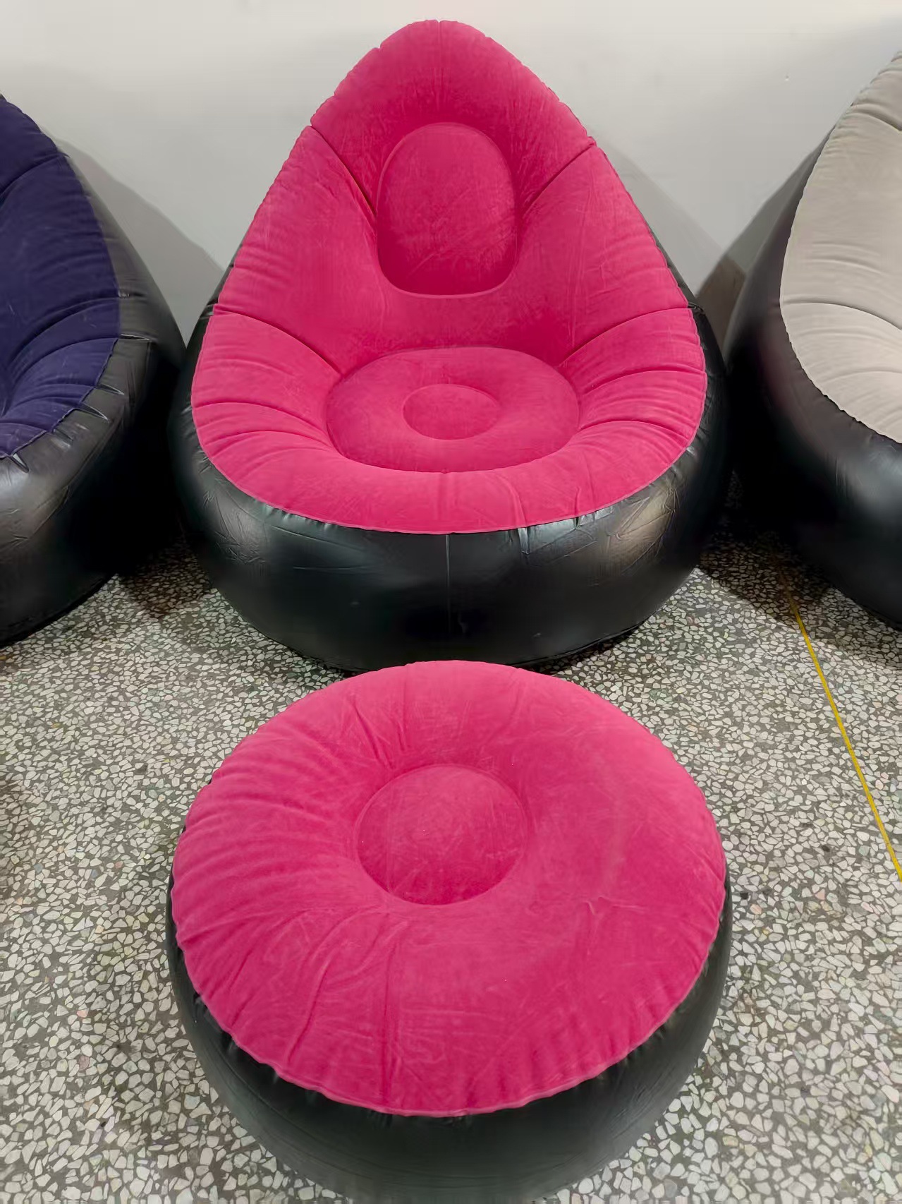 Cross-border flocking inflatable sofa, foldable lounge chair, outdoor sofa with footrests, combination lazy sofa, backrest lounge chair pic 7