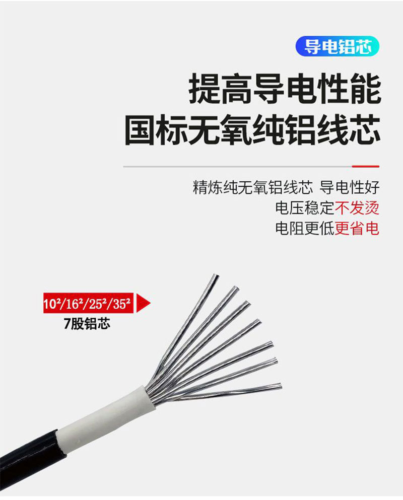 户外单股铝芯架空电线家用6 10 16 25平方防老化绝缘电缆国标室外详情7