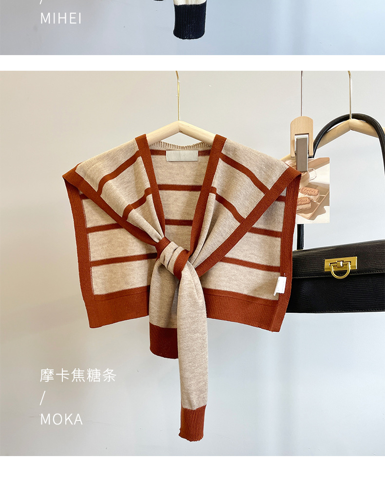 披肩外搭女2024新款春秋薄款空调房搭肩针织条纹衬衫百搭夏季护颈详情14