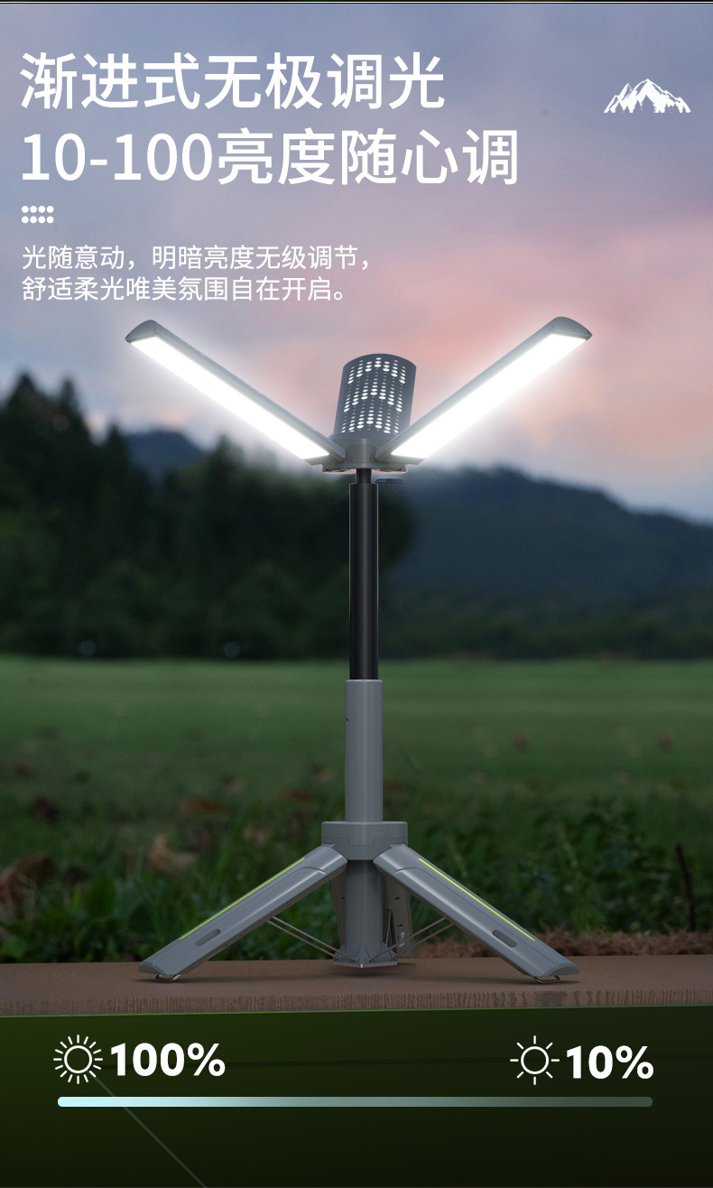 户外充电照明灯露营灯长续航折叠四叶灯野营装备灯营地灯帐篷灯详情10