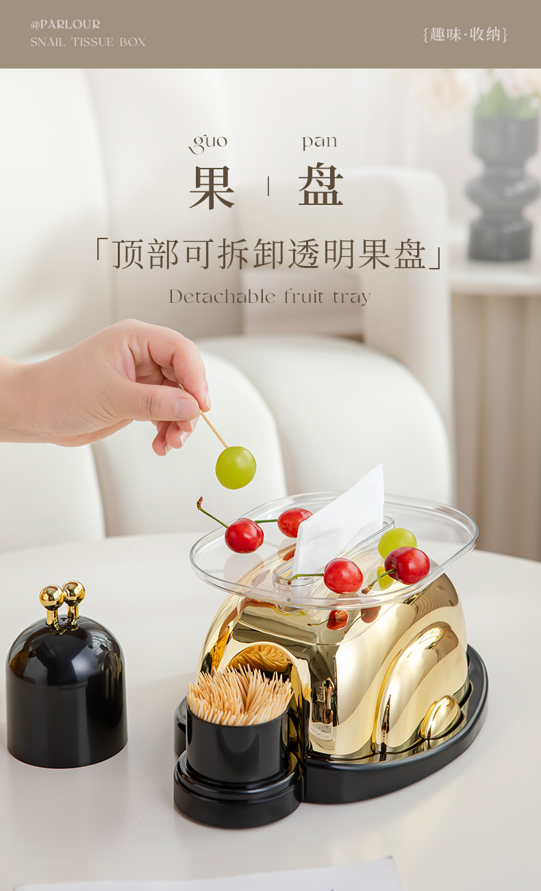 Creative kitchen desktop tissue box, living room light luxury cartoon cute snail ceramic dining table tissue box, household wholesale pic 8