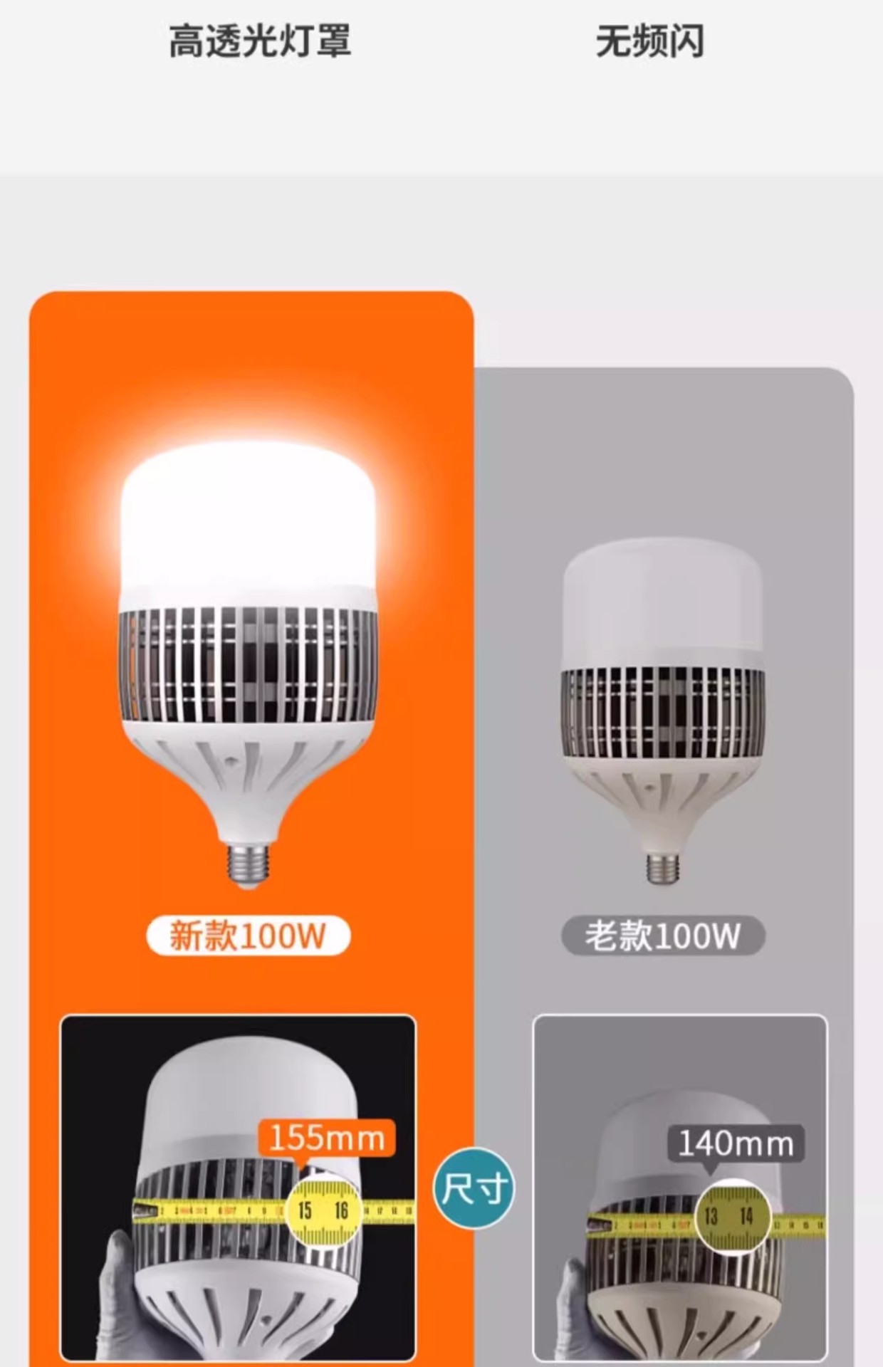 High-power screw-socket led energy-saving household E27 ultra-bright strong light construction site factory workshop lighting lamp 200W pic 3