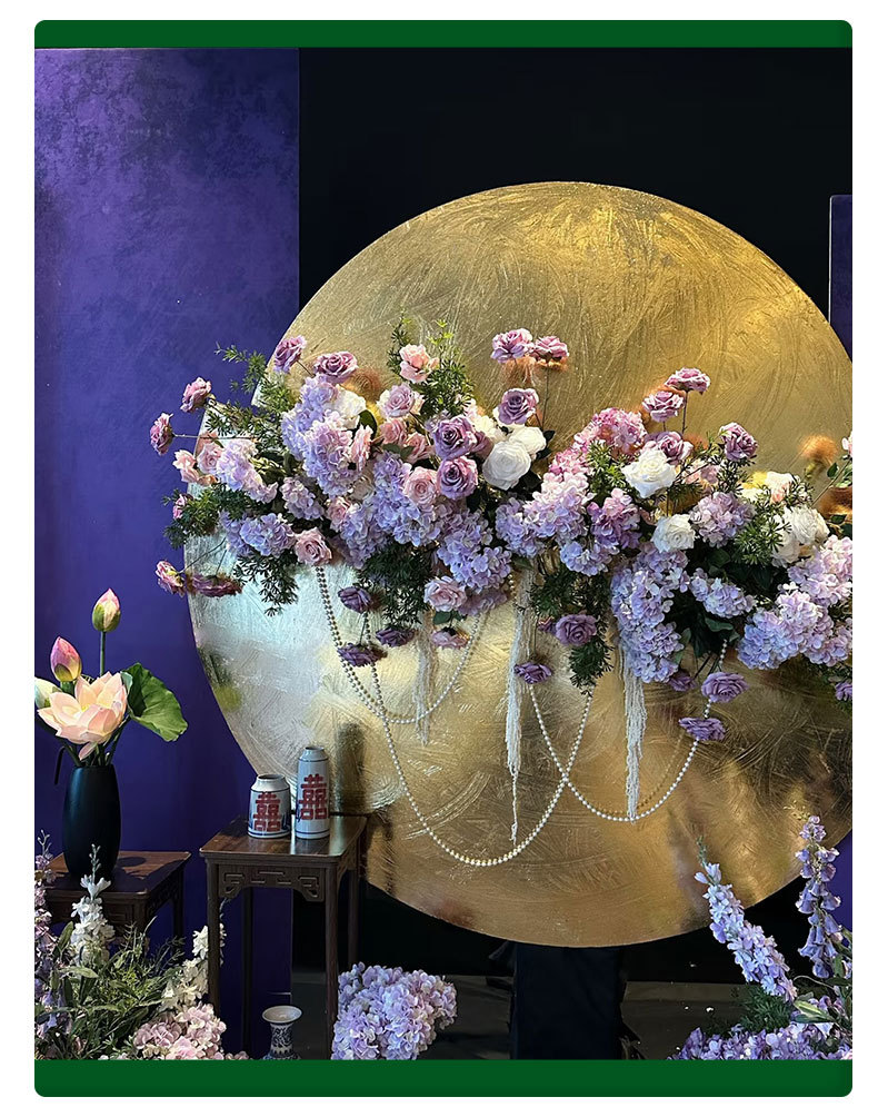 紫色户外订婚花艺布置婚礼堂装饰婚庆仿真花玫瑰假花摄影拍摄道具详情7