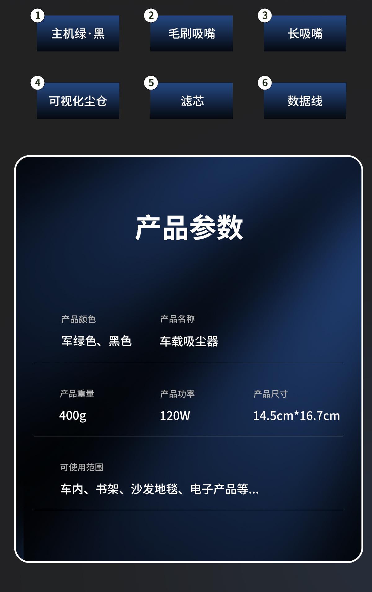 车载无线手持吸尘器迷你家用大功率干湿两用桌面便携式小型吸尘器详情15