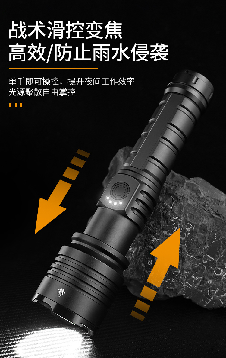 跨境新款苍龙白激光LED照明手电筒充电变焦户外远射大功率超亮强详情8