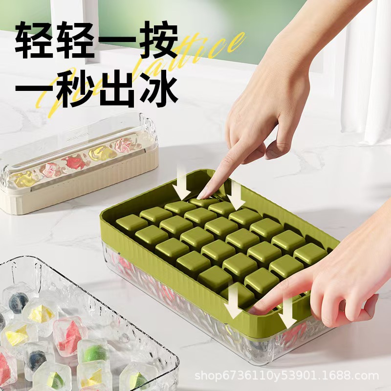 Homemade ice cube box for home use, large-capacity food-grade silicone ice storage box with lid, pressed ice cube tray pic 6