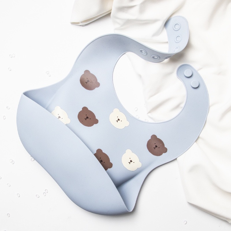 婴童 硅胶围兜小熊围嘴男女宝宝吃饭兜儿童口水兜防水防脏神器详情14