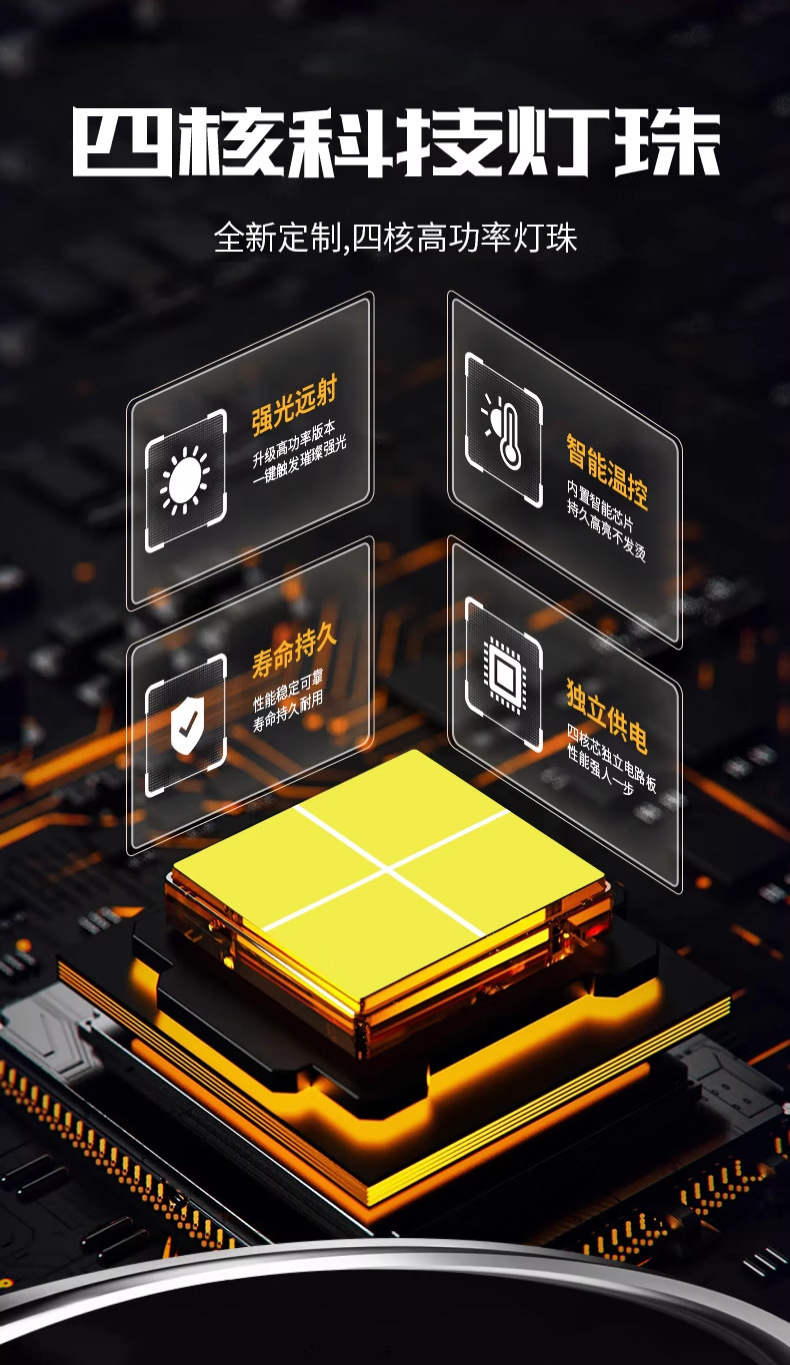 爆款户外强光手电筒多功能变焦便携快充手电超亮远射长续航手电筒详情4