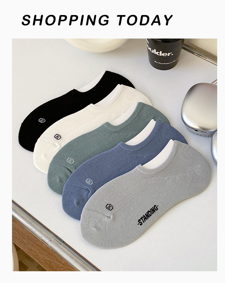 7A抗菌袜子男士夏季薄款船袜防臭吸汗袜纯色抽条隐形浅口硅胶短袜详情13
