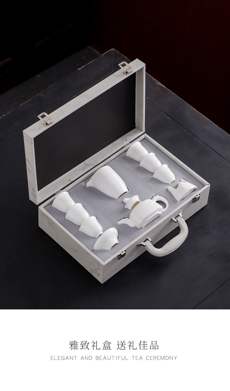 德化功夫茶具套装高档家用会客茶壶茶具公司商务礼品套装白瓷礼盒详情5