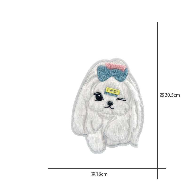 卡通新款电脑刺绣可爱毛绒绒小狗小羊猫咪布贴服装包包辅料补丁贴详情8