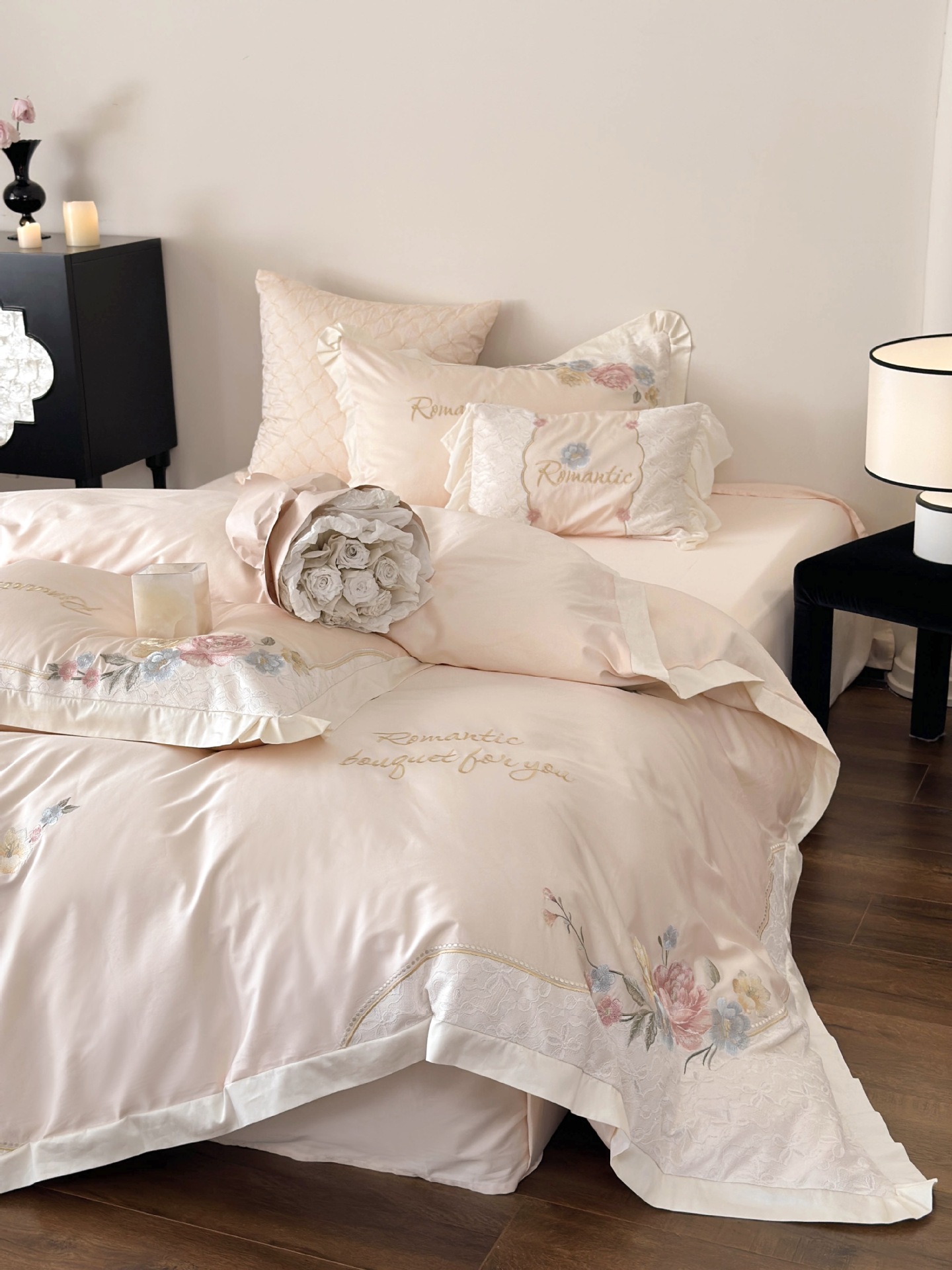 French country-style floral embroidery bedding, high-end feel, Australian cotton pure cotton long-staple cotton four-piece set pic 11