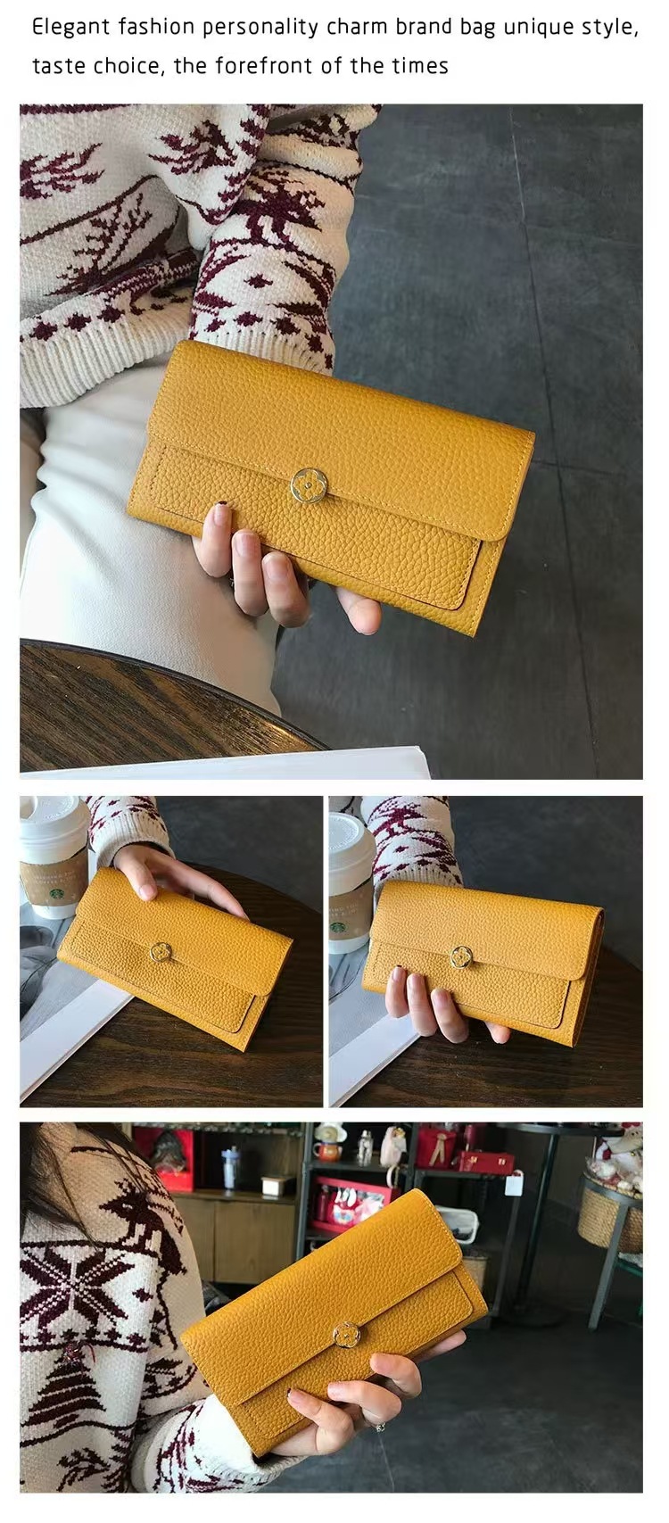 女士钱包2024新款全皮长款钱夹跨境头层牛皮女长夹真皮手拿包手包详情5