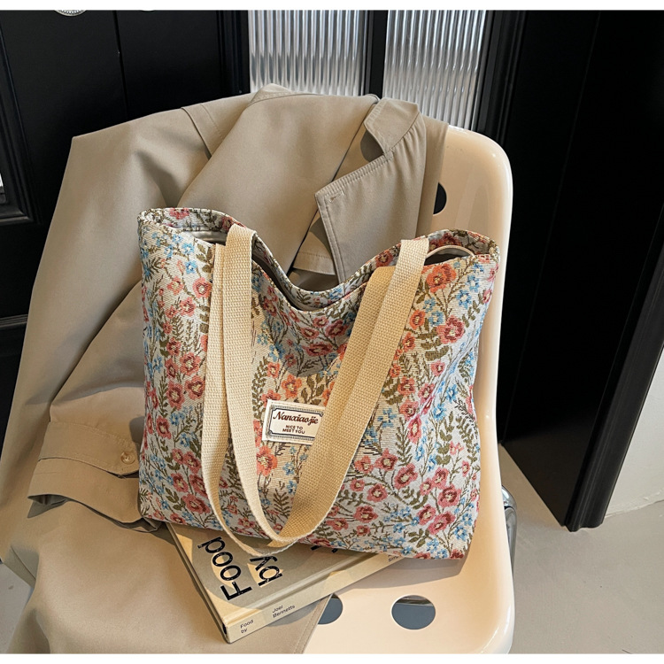 大容量帆布包包2024新款潮时尚百搭单肩手提袋子ins学生上课包女详情10