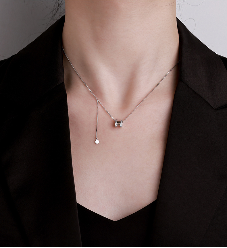 S925纯银法式百搭高级感项链女小众设计感ins风轻奢H字母毛衣链详情3