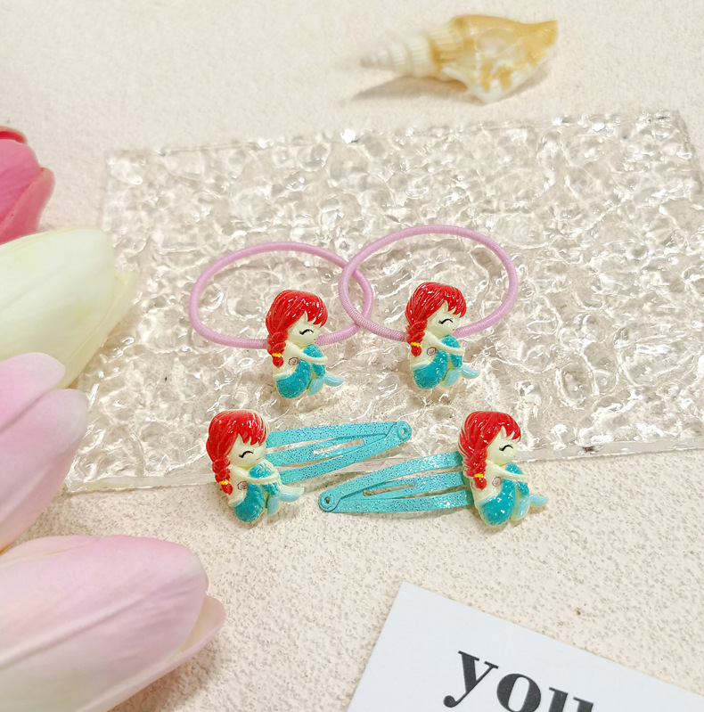 【可以】新款卡通儿童发夹发绳套装女童高弹不伤发发绳糖果色发夹详情5