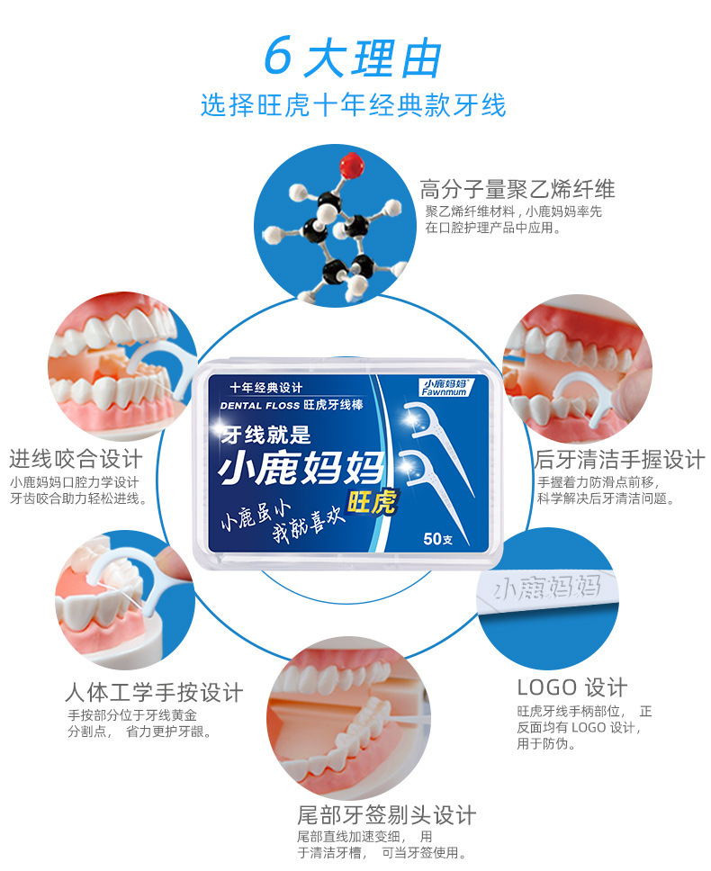 小鹿妈妈牙线 家庭装塑料牙签弓形剔牙线盒装独立牙线棒袋装定 制详情8