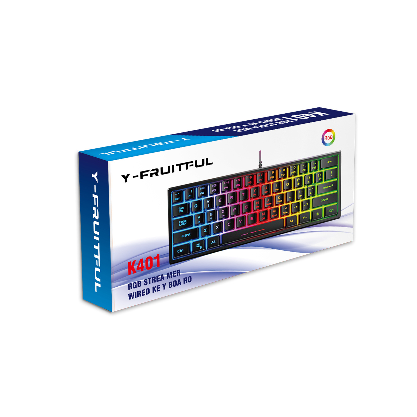 Wholesale and consignment of 61-key Yunguoguo k401 notebook desktop wired gaming small keyboard RGB illuminated keyboard pic 25