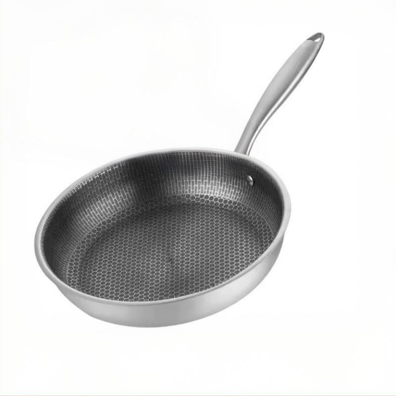 Stainless steel uncoated honeycomb wok, flat pan, frying pan, household small pancake, egg frying, pancake, steak frying plate pic 2