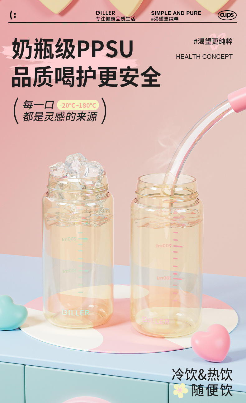 随行ppsu水杯耐摔产检便携直饮水杯耐高温大容量成人刻度杯塑料杯详情4