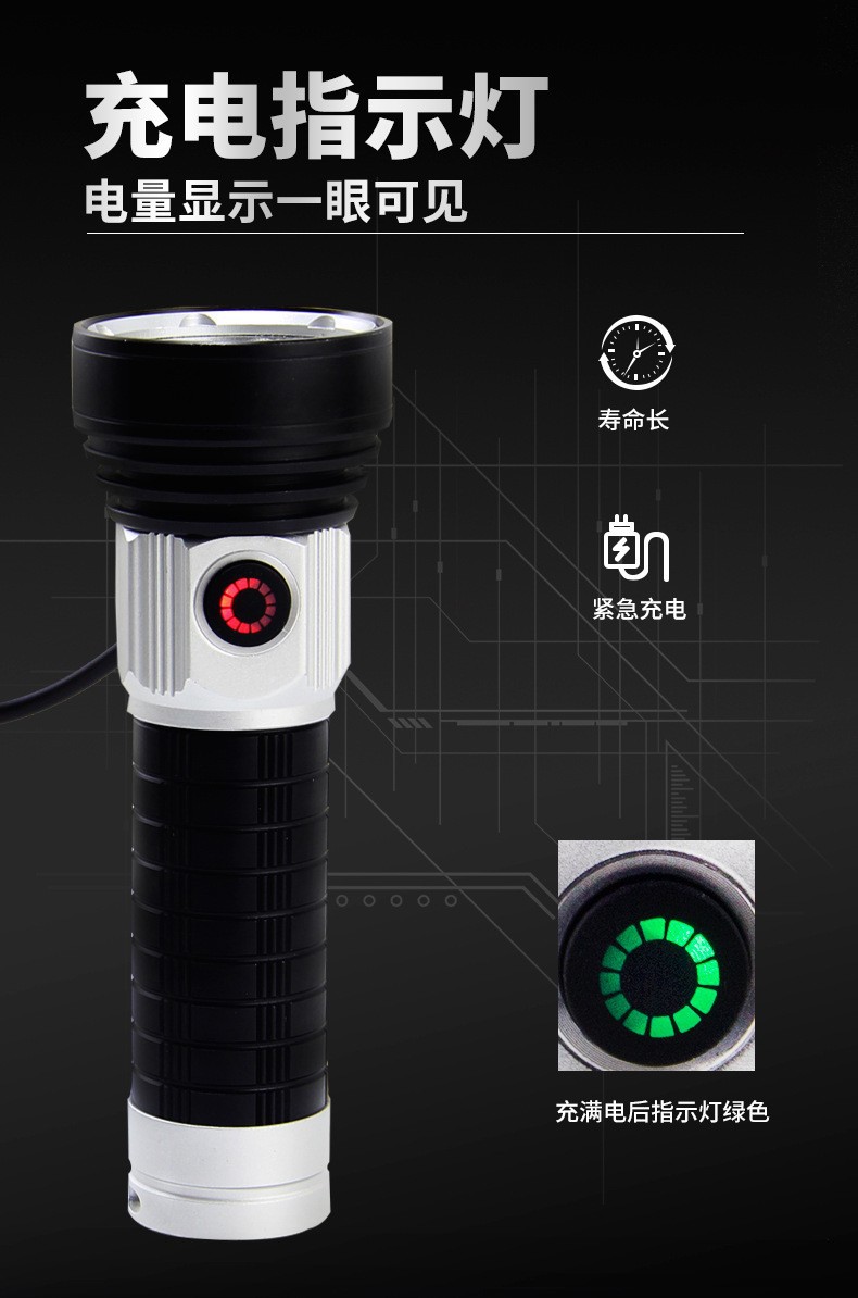 派力德新品强光手电筒远光近光多灯铝合金多功能磁吸白激光手电详情20