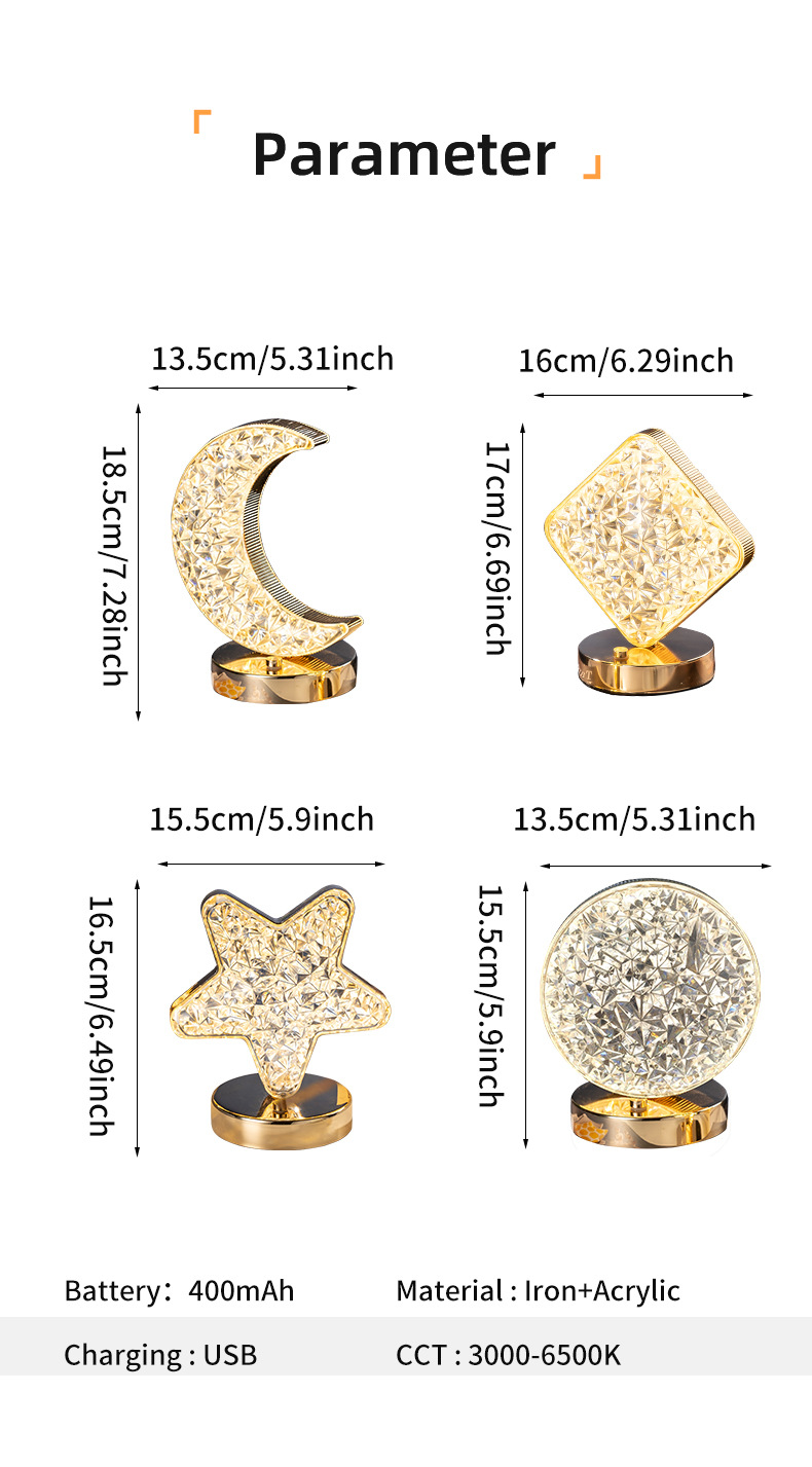 led台灯星星月亮充电触摸卧室床头品礼物小台灯跨境现代简约装饰详情11