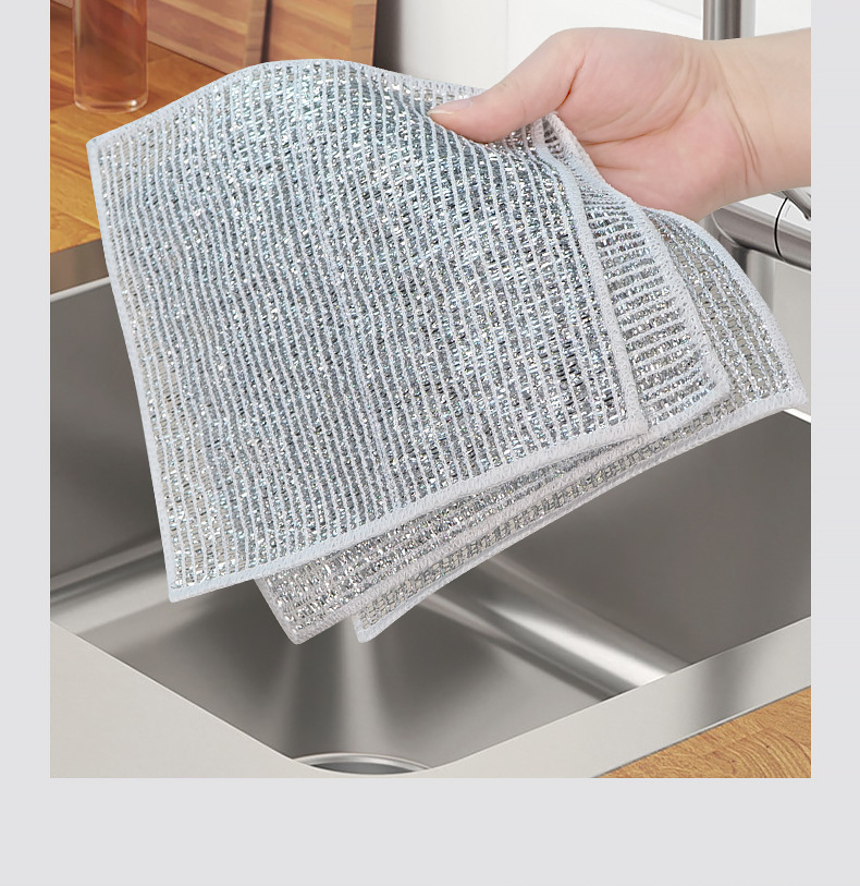 新款银丝抹布 比钢丝球好用 厨房清洁不易粘油洗碗布家用百洁布详情4