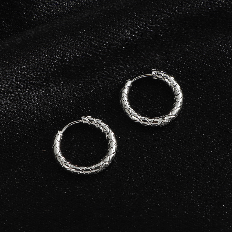 Basic style ear buckles, new fashionable and trendy European and American ins style hammered pattern earrings, titanium steel non-fading earrings and ear rings pic 7