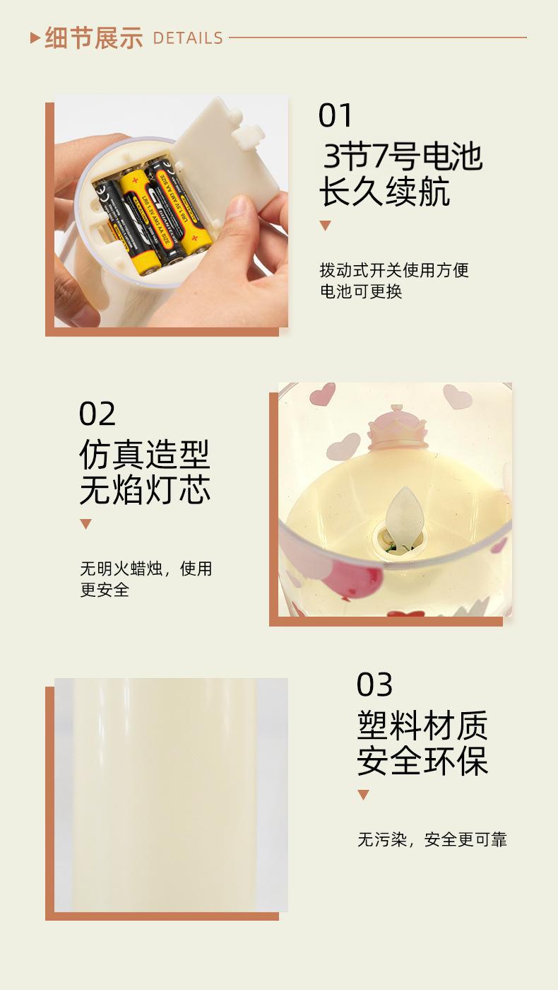 UV打印新款手工花卉可更换图案发光摆件蜡烛7.5电子蜡烛工厂直销详情2