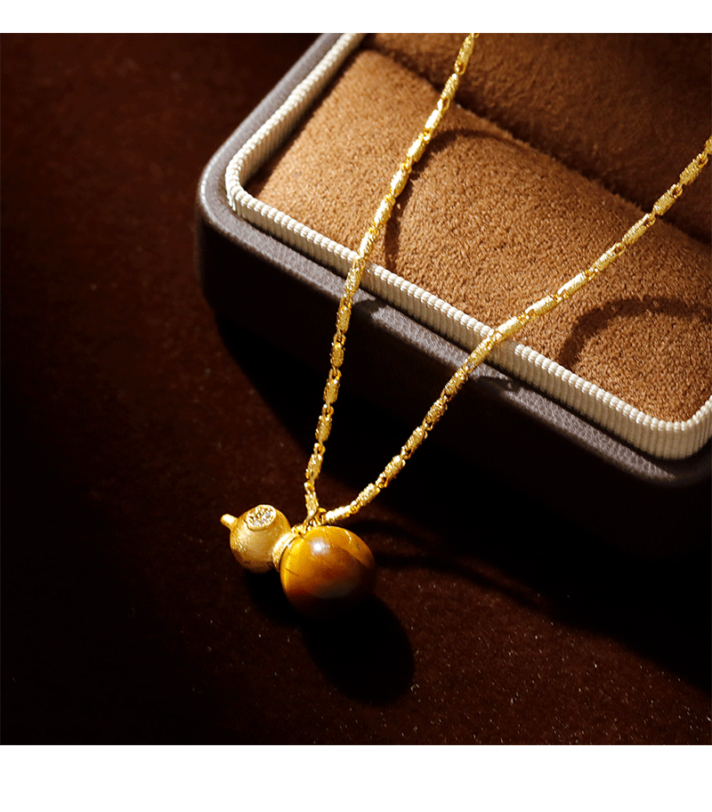 Hyacinth merad ojo de tigre piedra colgante collar mujer otoño invierno burst calabaza suéter cadena 2025 premium sentido clavícula cadena accesorios collar pic 2