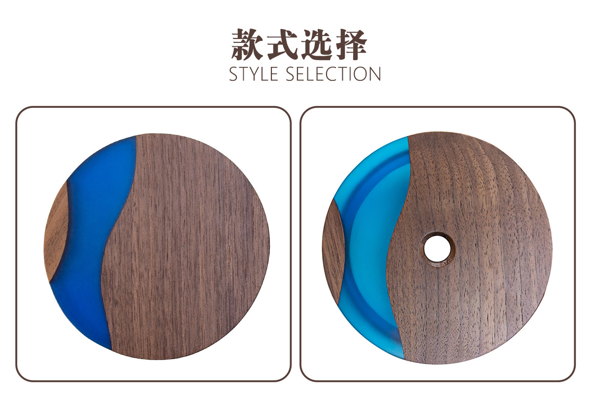 杯垫胡桃木树脂工艺圆形杯垫茶杯托厂家直销加厚隔热垫批发详情3