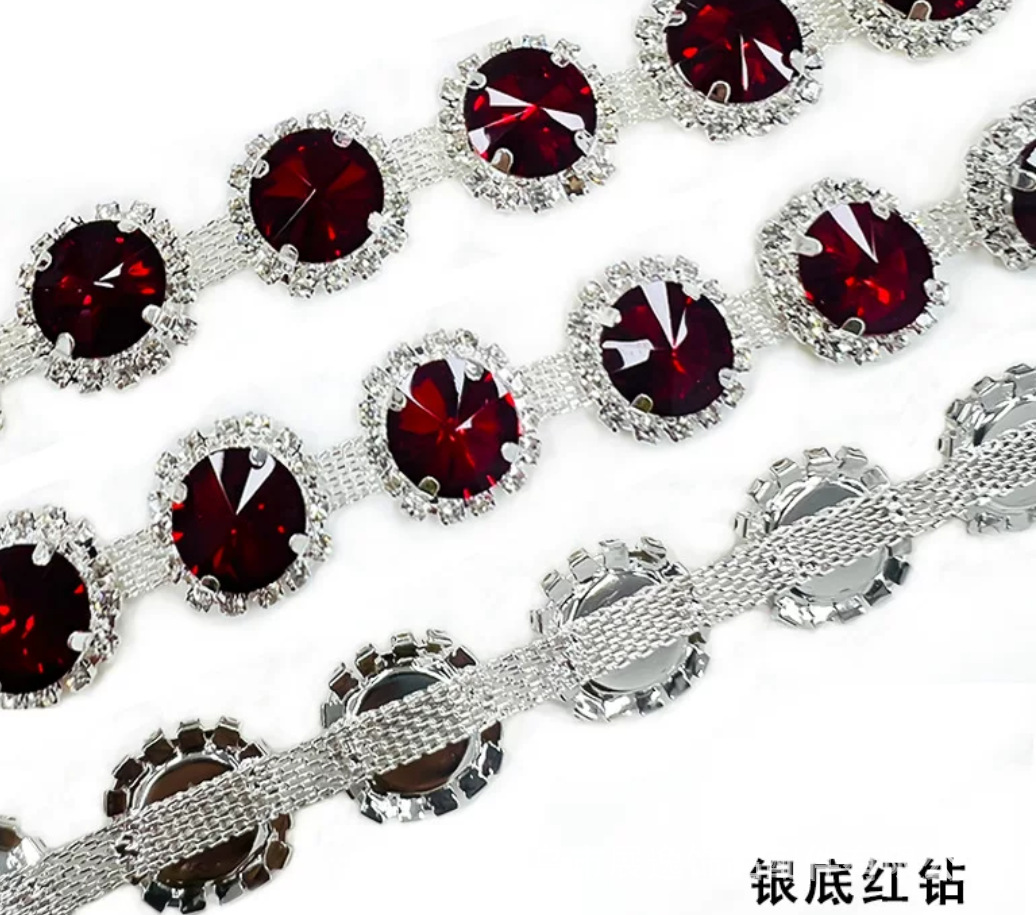 European and American best-selling in-stock welded glass diamond chain, sunflower horse eye water diamond chain, DIY dress accessory and auxiliary materials pic 10