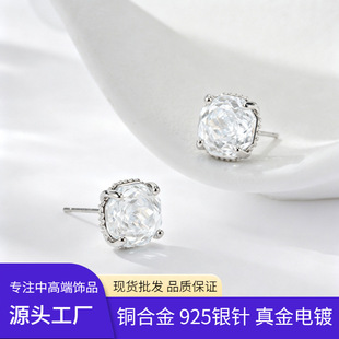 源头工厂轻奢海蓝玫瑰切耳钉铜合金s925银针高级感经典通勤女耳饰详情6
