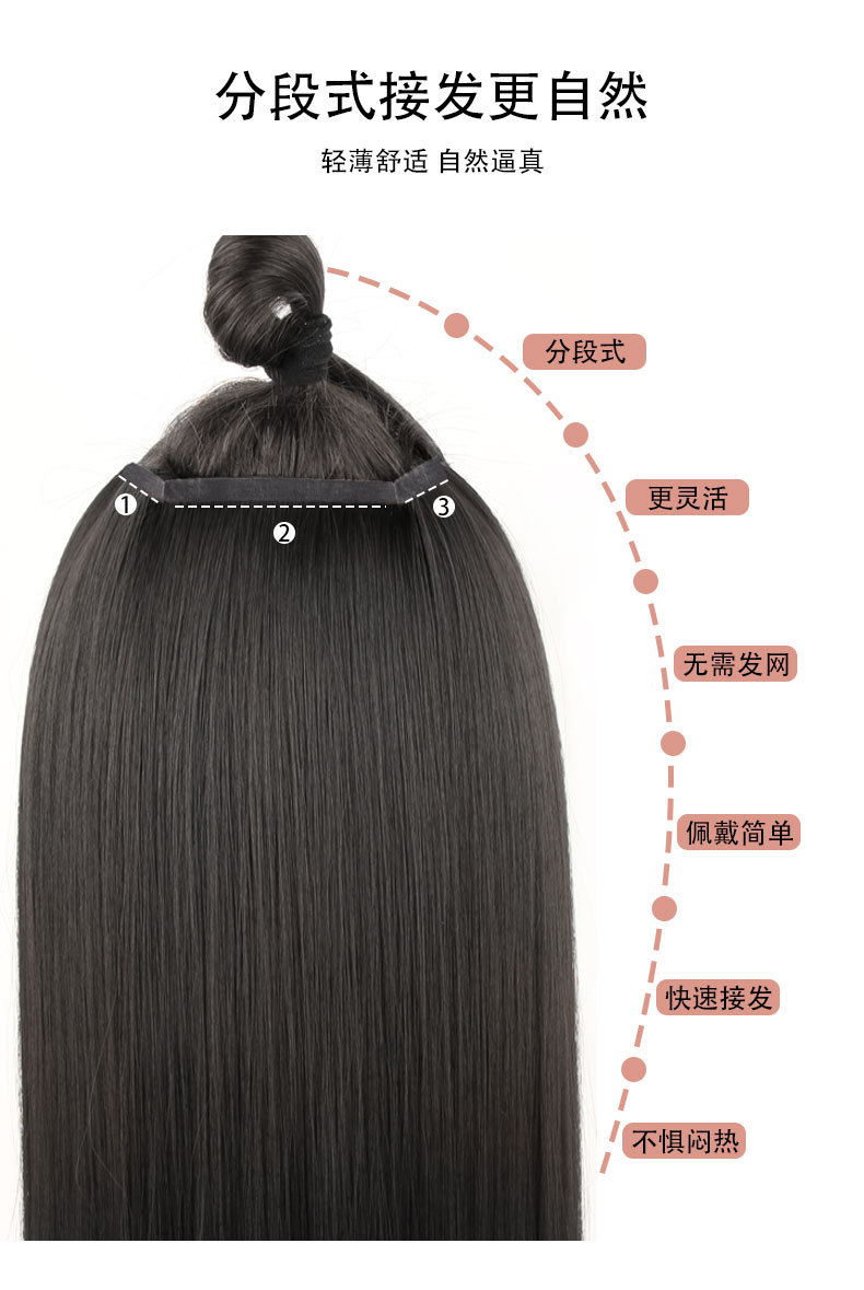 Wholesale of wigs for women, full real human hair, invisible natural hair growth, fluffy hair extension, long hair, one-piece wig pieces pic 4