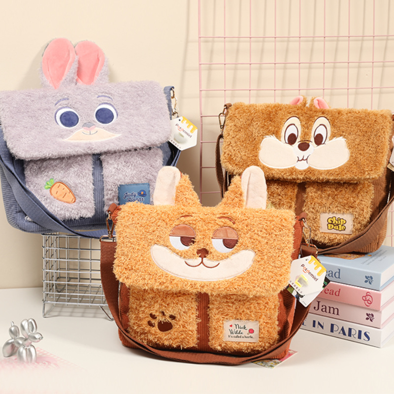 Officially authorized Zootopia Judi Nick Stuych Minnie plush single-shoulder bag Crossbody bag, large capacity double pic 14