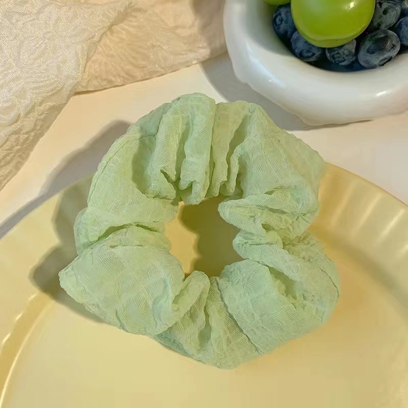 新款纯色泡泡皱柔软大肠发圈韩版简约褶皱复古网红百搭肥肠圈女详情36