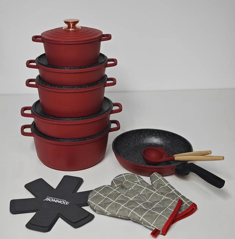 18pcs cookware Set 18-piece non-stick aluminum pot die-cast lid set tourmaline die-cast aluminum cookware pic 11