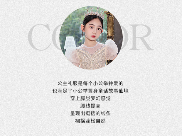 女童礼服轻奢小众高端洋气儿童钢琴走秀表演服女孩生日主持蓬蓬裙详情3