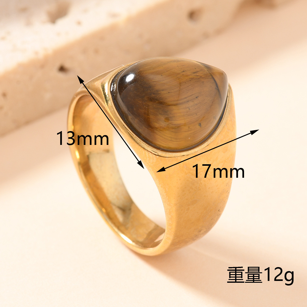 欧美新款不锈钢戒指铸造虎眼石几何戒指复古风情侣对戒批发厂家详情7