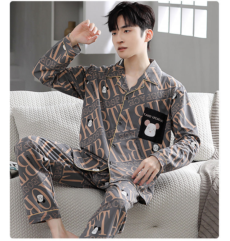 睡衣男春秋款100%纯棉长袖长裤2023新款男士夏季休闲可外穿家居服详情6