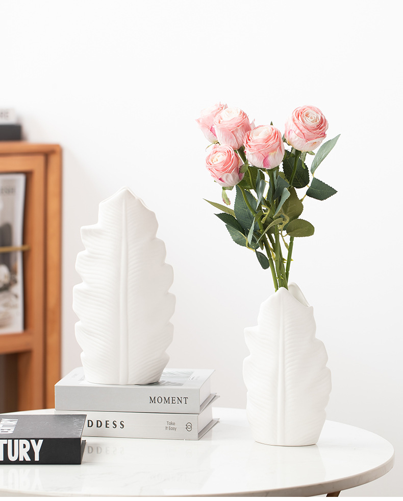 2025 Nordic simple white Ceramic vase for living room, high-end dried flower arrangement, water-grown fresh flowers, light luxury frosted entrance hall decoration, vase, ceramic decoration, ceramic vase handicrafts pic 12