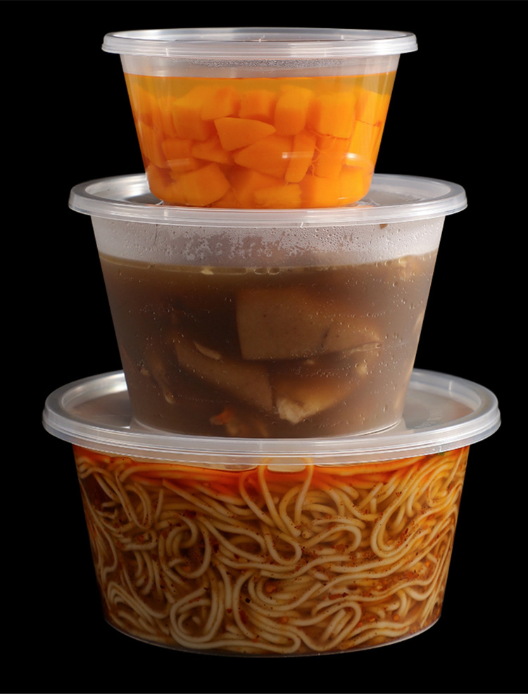 Disposable takeout packaging boxes with LIDS, thickened soup bowls, transparent round, food-grade whole cases wholesale pic 14